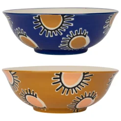 Fabrique de Styles Plats Et Saladiers>Lot de 2 saladiers en grès bleu et moutarde - Funny Bleu, Moutarde