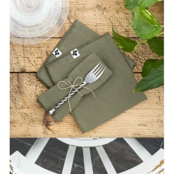 Fabrique de Styles Serviettes De Table>Lot de 3 serviettes de table en gaze de coton 40x40cm - Gaia Romarin