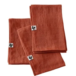 Fabrique de Styles Serviettes De Table>Lot de 3 serviettes en lin lavé 40x40cm - Soline Paprika