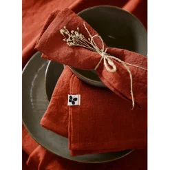 Fabrique de Styles Serviettes De Table>Lot de 3 serviettes en lin lavé 40x40cm - Soline Paprika