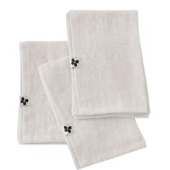 Fabrique de Styles Serviettes De Table>Lot de 3 serviettes en lin lavé 40x40cm - Soline Craie