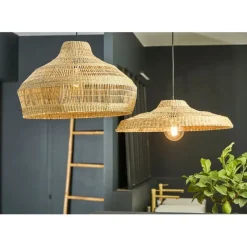 Fabrique de Styles Suspensions>Lot de 2 suspensions en jonc de mer non électrifiées d58/d42cm - Cordlacy Naturel