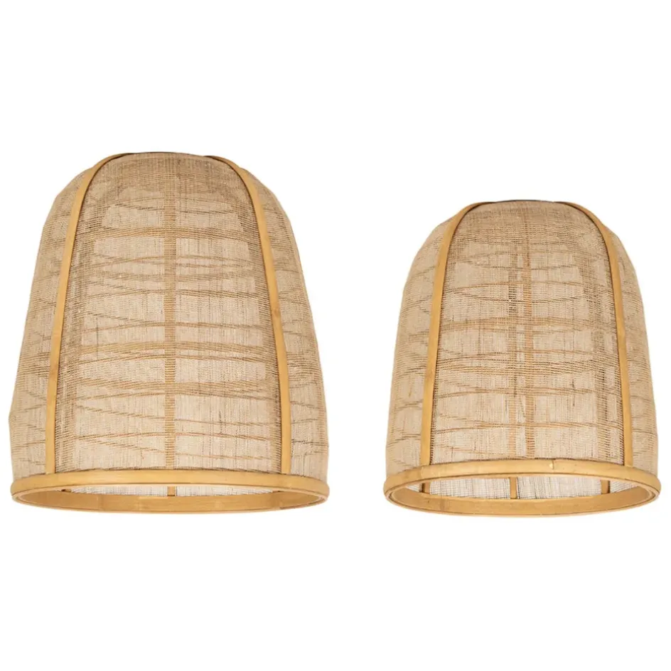 Fabrique de Styles Suspensions>Lot de 2 suspensions en lin et bambou non électrifiée - Plaka Naturel