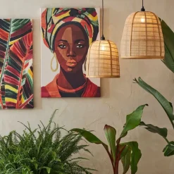 Fabrique de Styles Suspensions>Lot de 2 suspensions en lin et bambou non électrifiée - Plaka Naturel