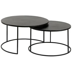 Fabrique de Styles Table Basses>Lot de 2 table gigogne en aluminium et fer - Felia Noir