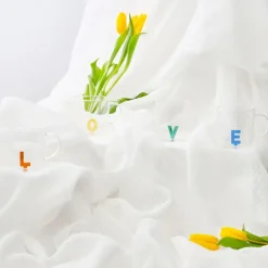 Fabrique de Styles Tasses Et Mugs>Lot de 4 tasses a thé love en verre 35cl - Colorea Multicolore