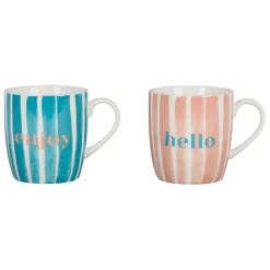 Fabrique de Styles Tasses Et Mugs>Lot de 2 tasses bleu et corail 35cl - Palma Bleu, Corail