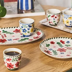 Fabrique de Styles Tasses Et Mugs>Lot de 4 tasses en grès fleur 17cl - Bellagio Multicolore