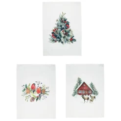 Fabrique de Styles Torchons, Tabliers Et Maniques>Lot de 3 torchons en coton - Chalet Blanc