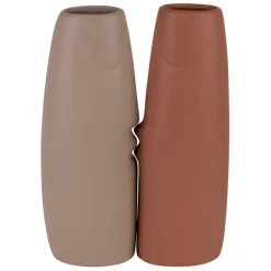 Fabrique de Styles Vases Et Soliflores>Lot de 2 vases visage en grès et beige h30cm Terracotta