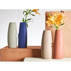 Fabrique de Styles Vases Et Soliflores>Lot de 2 vases visage en grès et beige h30cm Terracotta