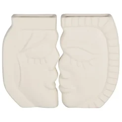 Fabrique de Styles Vases Et Soliflores>Lot de 2 vases visage en grès - Greeka Beige