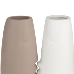 Fabrique de Styles Vases Et Soliflores>Lot de 2 Vases visage en gres, beige et blanc Beige, Blanc