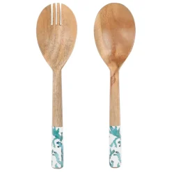 Fabrique de Styles Ustensibles De Cuisine>Lot de couverts de salade en manguier - Estran Turquoise