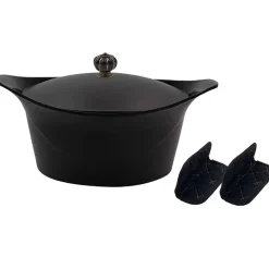 Fabrique de Styles Plats Et Appareils De Cuisson>L'incroyable Cocotte graphite d24cm avec poignée couronne Noir