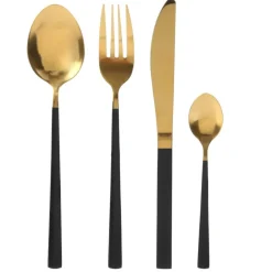 Fabrique de Styles Ménagères>Menagère 16 pieces doré et noir en acier inoxydable Noir, Doré