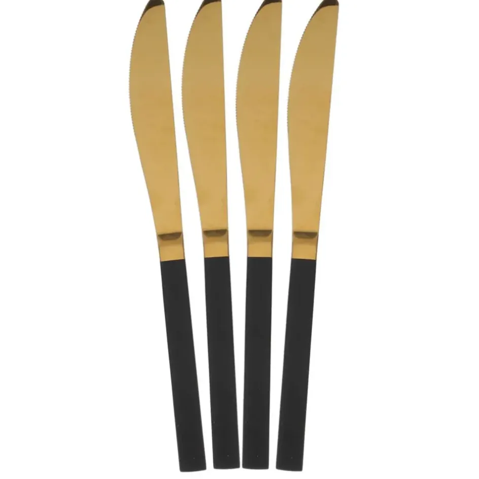 Fabrique de Styles Ménagères>Menagère 16 pieces doré et noir en acier inoxydable Noir, Doré