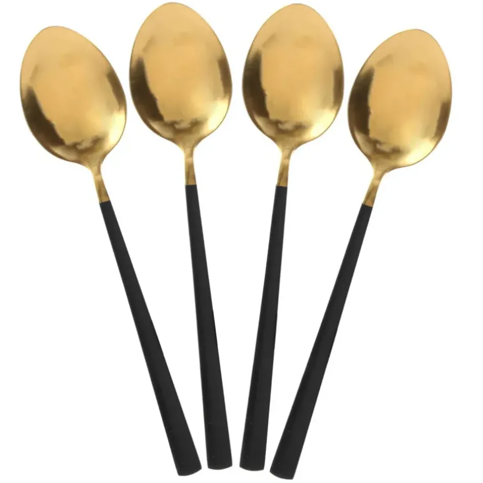 Fabrique de Styles Ménagères>Menagère 16 pieces doré et noir en acier inoxydable Noir, Doré