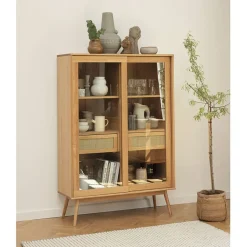 Fabrique de Styles Buffets Et Vitrines>Meuble haut en placage chêne h160cm - barrali Naturel