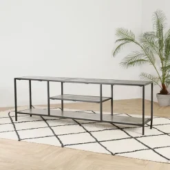 Fabrique de Styles Meubles Tv>Meuble TV en acier et aluminium L150cm - Felia Argenté