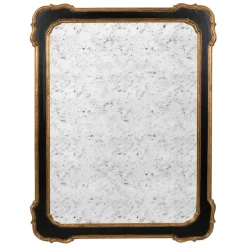 Fabrique de Styles Miroirs>Miroir antique en bois et doré 80x105cm Noir
