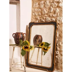 Fabrique de Styles Miroirs>Miroir antique en bois et doré 80x105cm Noir
