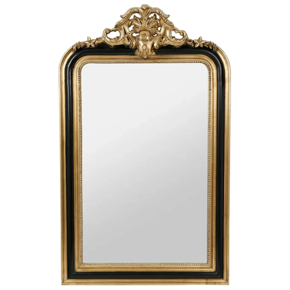 Fabrique de Styles Miroirs>Miroir baroque noir et doré en bois - Féerie Noir, Doré