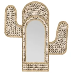 Fabrique de Styles Miroirs>Miroir cactus en coquillage 40x45cm - Cauri Naturel, Blanc