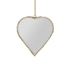 Fabrique de Styles Miroirs>Miroir cœur en laiton et miroir 12.5x13.5cm - Cœur Doré