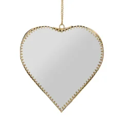 Fabrique de Styles Miroirs>Miroir cœur en laiton et miroir 15x16cm - Cœur Doré