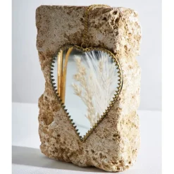 Fabrique de Styles Miroirs>Miroir cœur en laiton 20x21cm - Cœur Doré