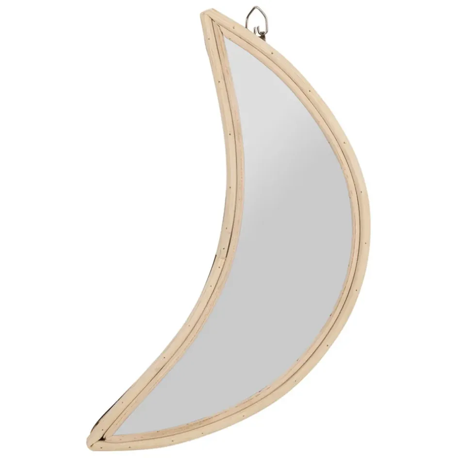 Fabrique de Styles Miroirs>Miroir lune en rotin 14x30cm Naturel
