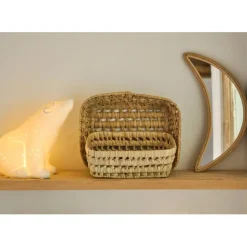 Fabrique de Styles Miroirs>Miroir lune en rotin 14x30cm Naturel