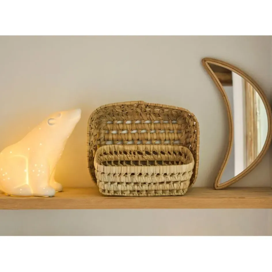 Fabrique de Styles Miroirs>Miroir lune en rotin 14x30cm Naturel