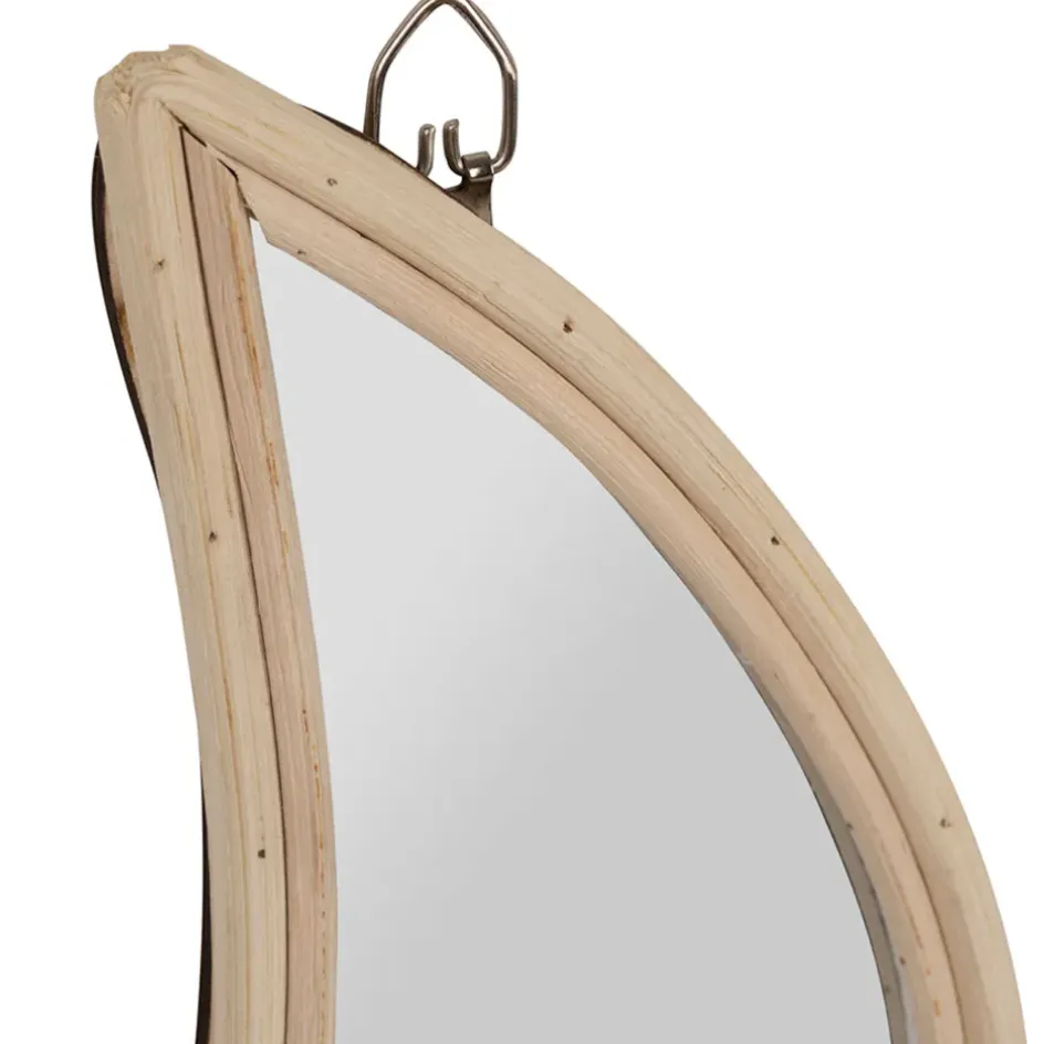 Fabrique de Styles Miroirs>Miroir lune en rotin 14x30cm Naturel