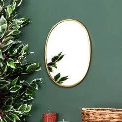 Fabrique de Styles Miroirs>Miroir ovale contour dore 34x25cm Cuivre