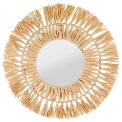 Fabrique de Styles Miroirs>Miroir rond en raphia d50cm Naturel
