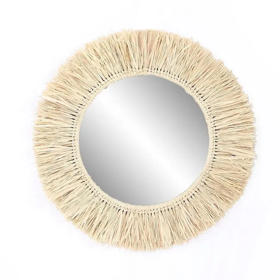 Fabrique de Styles Miroirs>Miroir rond en raphia d47cm - Efia Naturel