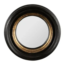Fabrique de Styles Miroirs>Miroir rond noir et dore d21cm en résine - Aureol Noir, Doré