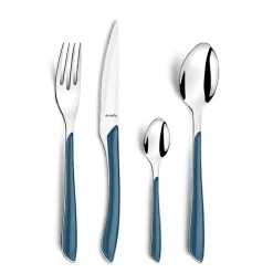 Fabrique de Styles Ménagères>Ménagère 24 pièces acier et denim - Eclat Bleu