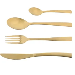 Fabrique de Styles Ménagères>Ménagère 16 pièces en acier e Doré