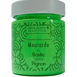 Fabrique de Styles Condiments Et Épices>Moutarde saveur basilic & pignons (pot vert) Vert Foncé