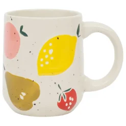 Fabrique de Styles Tasses Et Mugs>Mug en grès moucheté écru et 38cl - Les Fruits Multicolore