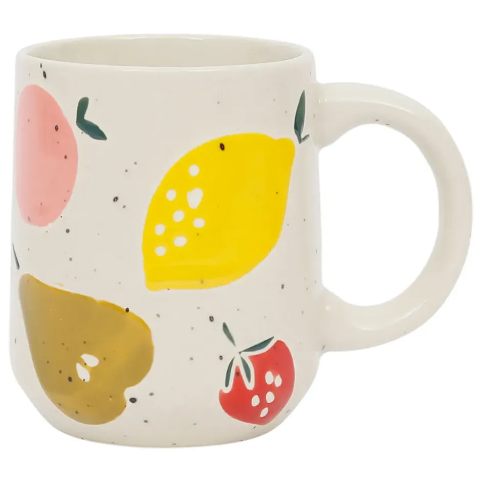 Fabrique de Styles Tasses Et Mugs>Mug en grès moucheté écru et 38cl - Les Fruits Multicolore