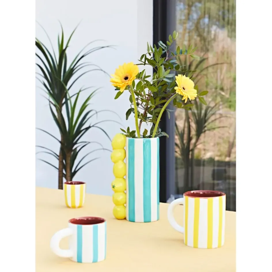 Fabrique de Styles Tasses Et Mugs>Mug en grès rayé jaune et blanc 40cl - Alaria Blanc, Jaune