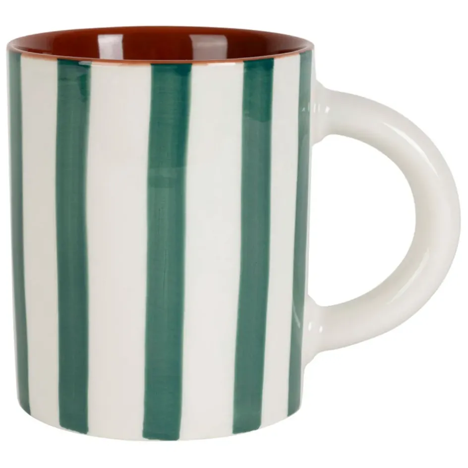 Fabrique de Styles Tasses Et Mugs>Mug en grès rayé émeraude et blanc 40cl - Alaria Emeraude