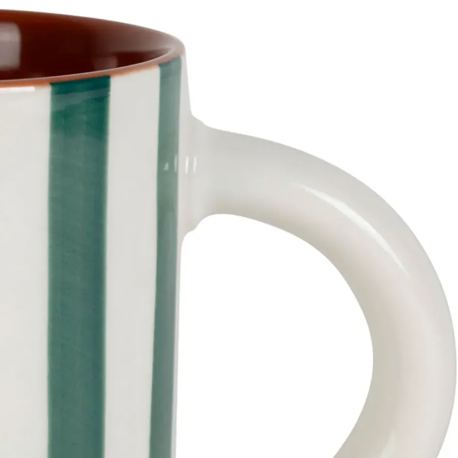Fabrique de Styles Tasses Et Mugs>Mug en grès rayé émeraude et blanc 40cl - Alaria Emeraude