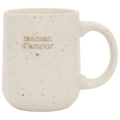 Fabrique de Styles Tasses Et Mugs>Mug moucheté maman en grès 38cl - Beezz Blanc