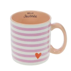 Fabrique de Styles Tasses Et Mugs>Mug rayé et blanc en porcelaine - Ella Rose
