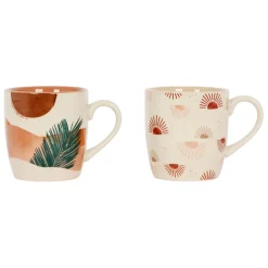 Fabrique de Styles Tasses Et Mugs>Mugs x2 et vert 30cl en porcelaine - sweet leaves Terracotta
